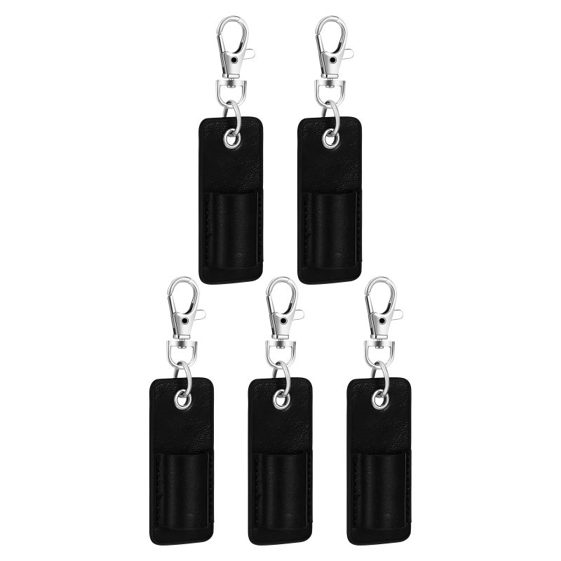 5PCS Lanyard Pen Holder: Anti Lost Badge Keychain Holder Clip for Pen - Faux Leather and Metal Pencil Key Chain for Courier Teacher - Image 2