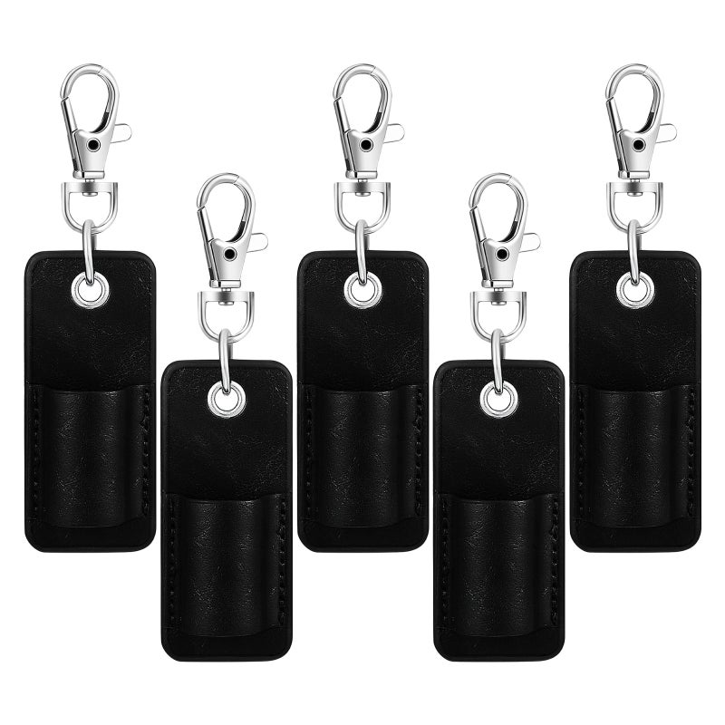 5PCS Lanyard Pen Holder: Anti Lost Badge Keychain Holder Clip for Pen - Faux Leather and Metal Pencil Key Chain for Courier Teacher - Image 4