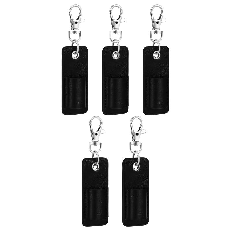 5PCS Lanyard Pen Holder: Anti Lost Badge Keychain Holder Clip for Pen - Faux Leather and Metal Pencil Key Chain for Courier Teacher - Image 5