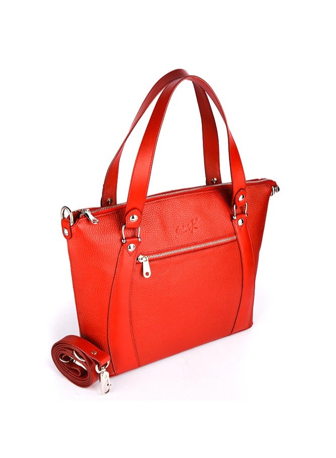 حقيبة نسائية من الجلد الطبيعي متعددة الاستخدامات - محمولة باليد، وكتف، وعبر الجسم