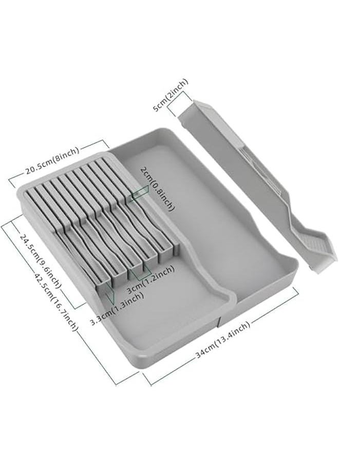 HOOKOR Durku Knife Holder, In Drawer Knife Block Holder with Expandable Cutlery Tray Kitchen Drawer Organizer Insert-Holds 11 Knives for Save Space & Kitchen Safety  - Image 2
