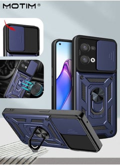 موتيم حافظة Oppo Reno 8 Pro المدرعة مع غطاء كاميرا منزلق، غطاء حماية للهاتف ل Oppo Reno 8 Pro مع حامل مغناطيسي للسيارة، مسند حماية من الدرجة الثقيلة MLT  - Image 1