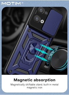 موتيم حافظة Oppo Reno 8 Pro المدرعة مع غطاء كاميرا منزلق، غطاء حماية للهاتف ل Oppo Reno 8 Pro مع حامل مغناطيسي للسيارة، مسند حماية من الدرجة الثقيلة MLT  - Image 3
