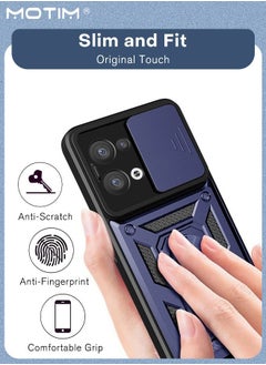 موتيم حافظة Oppo Reno 8 Pro المدرعة مع غطاء كاميرا منزلق، غطاء حماية للهاتف ل Oppo Reno 8 Pro مع حامل مغناطيسي للسيارة، مسند حماية من الدرجة الثقيلة MLT  - Image 2