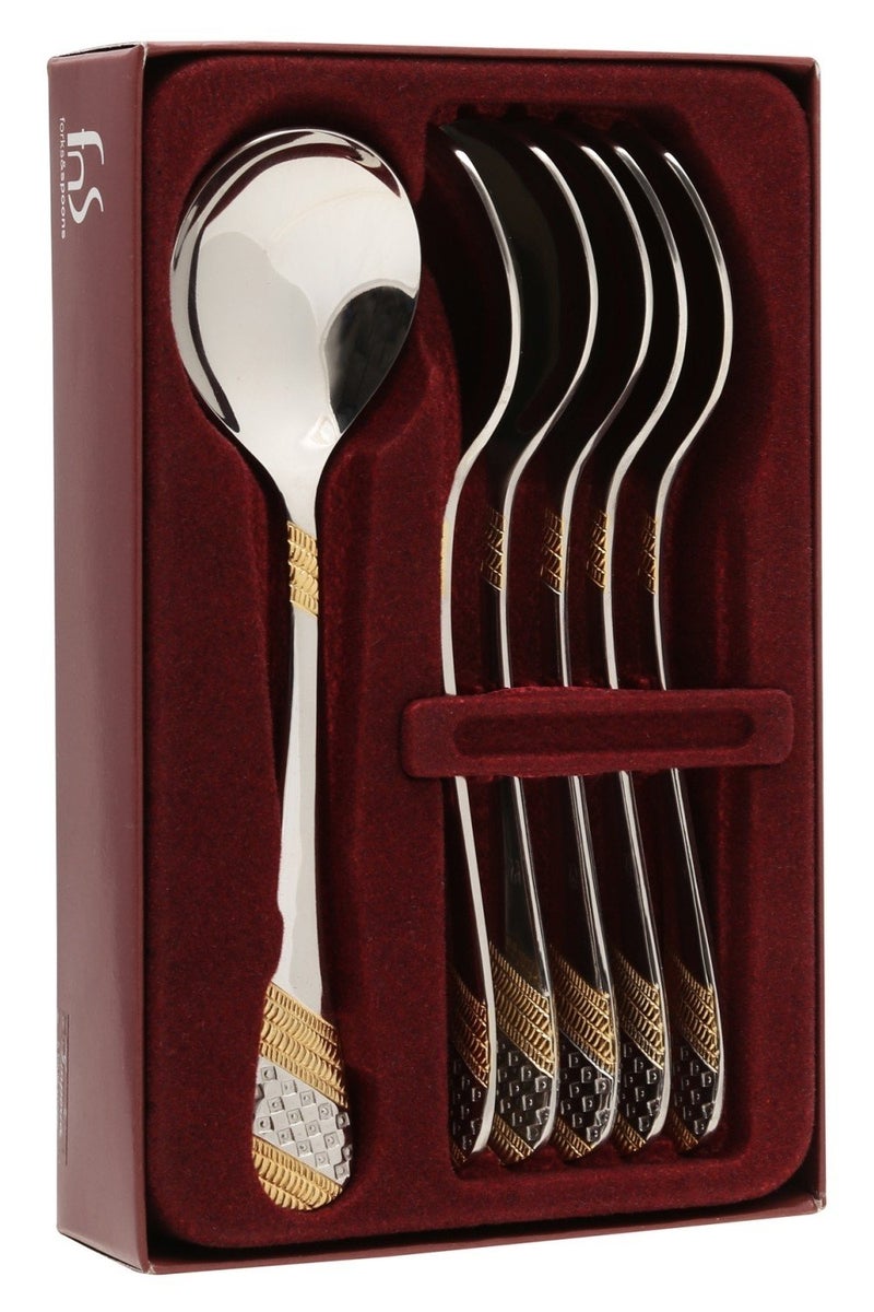 Fns Imperio 24 Karat Gold Plated Stainless Steel Soup Spoon, Set of 6 (6 Soup Spoon) - Image 4
