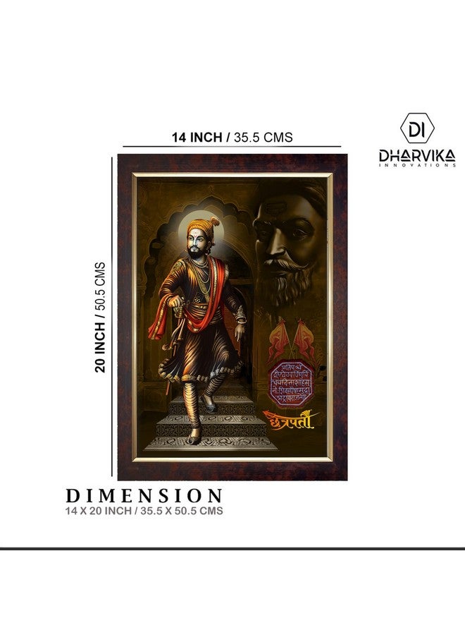 Dharvika Innovations Dharvika Innovations chatrapati shivaji maharaj photo frame painting big size vinyl sparkle coated home decorative gift item with synthetic photo frame (14×20 Inch) - 6743 - Image 2