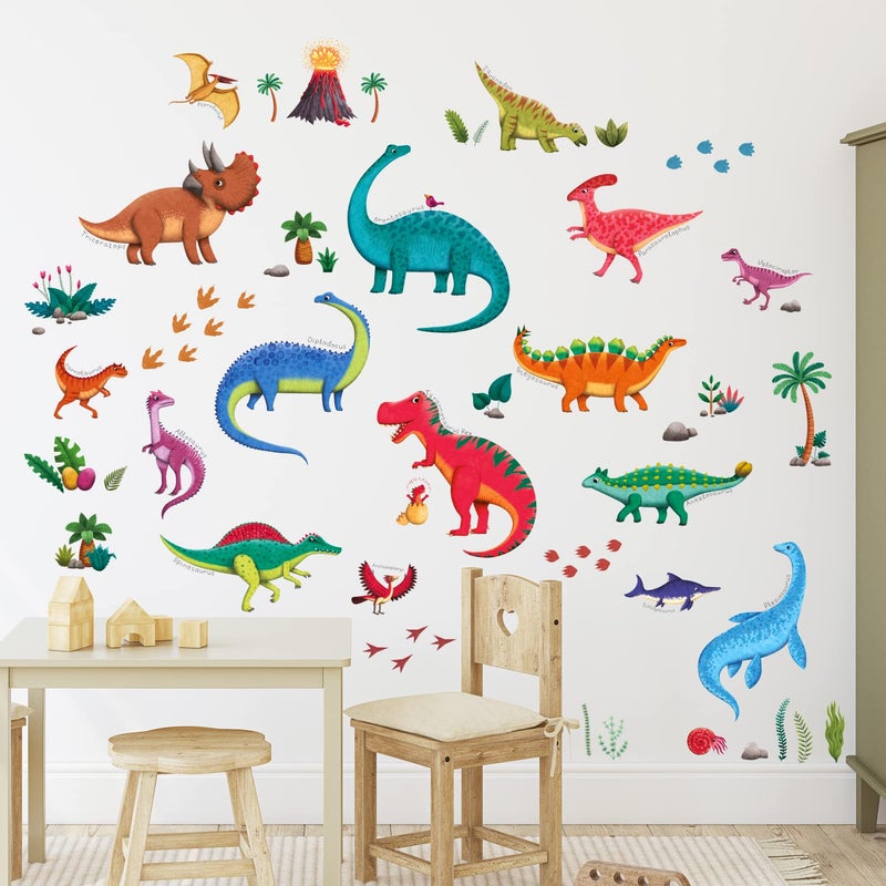 DECOWALL DS92115 Large Dinosaur Wall Decals Dino Stickers for Kids Boys Baby Nursery Bedroom Living Room Classroom Playroom Home Decor Art Decoration