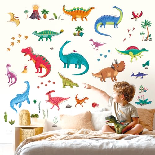 Decowall ملصقات حائط ديناصور كبيرة DECOWALL DS92115 ملصقات دينو للأطفال الأولاد بيبي حضانة غرفة نوم غرفة معيشة فصل دراسي غرفة لعب ديكور منزلي فن تزيين - Image 1