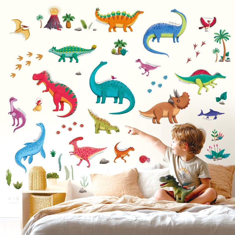 Decowall ملصقات حائط ديناصور كبيرة DECOWALL DS92115 ملصقات دينو للأطفال الأولاد بيبي حضانة غرفة نوم غرفة معيشة فصل دراسي غرفة لعب ديكور منزلي فن تزيين - Image 3