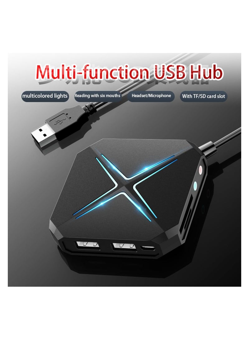 SOLARAE محول صوت USB بطاقة صوت خارجية للكمبيوتر، ماك، لينوكس - بطاقة صوت ستيريو 10 في 1 مع واجهات 3.5 مم و USB، تحكم في الصوت، توصيل وتشغيل، سهل الاستخدام لأجهزة اللابتوب وأجهزة الكمبيوتر المكتبية. - Image 2