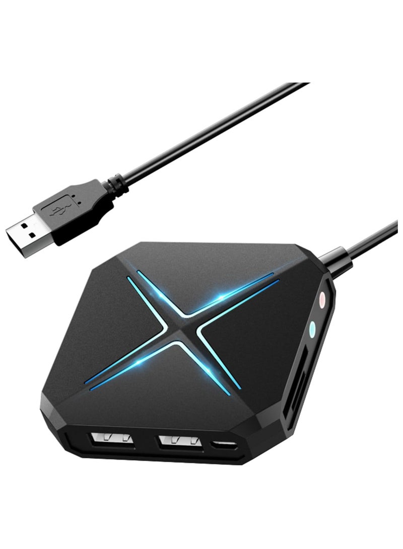 SOLARAE محول صوت USB بطاقة صوت خارجية للكمبيوتر، ماك، لينوكس - بطاقة صوت ستيريو 10 في 1 مع واجهات 3.5 مم و USB، تحكم في الصوت، توصيل وتشغيل، سهل الاستخدام لأجهزة اللابتوب وأجهزة الكمبيوتر المكتبية. - Image 5