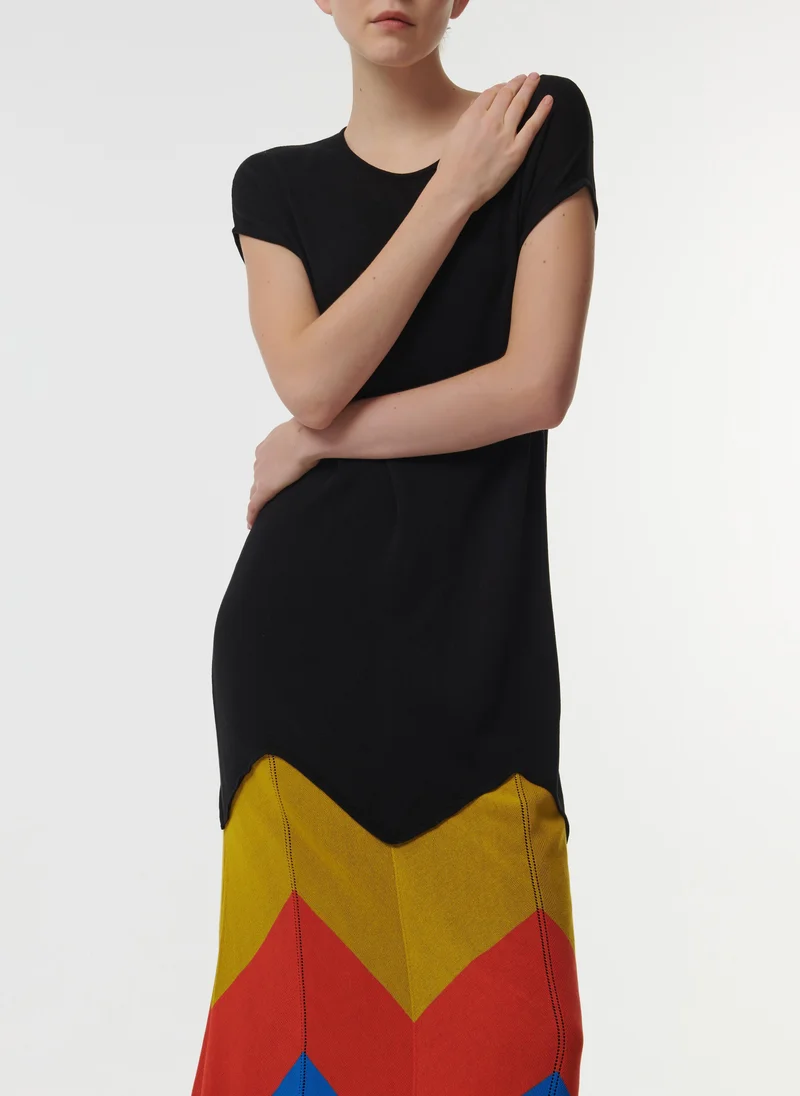 Leem  Contrast Colour Knitted Kaftan for Women | Best Price UAE