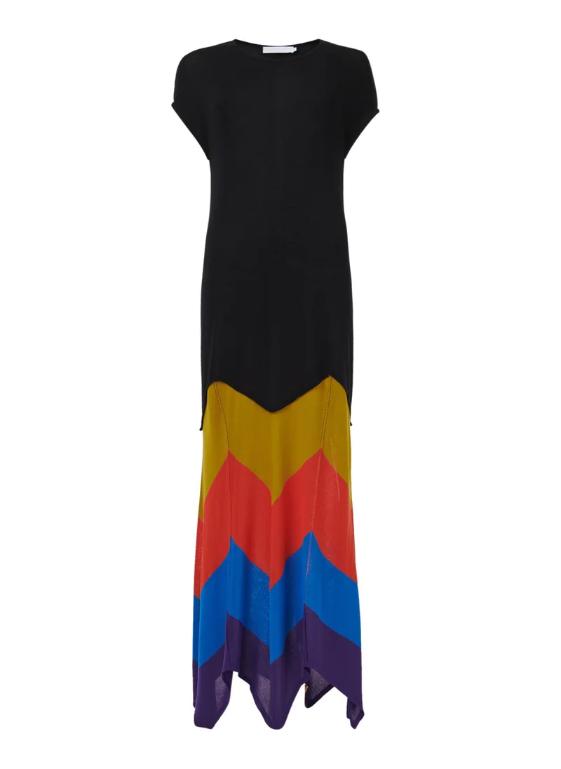 Leem  Contrast Colour Knitted Kaftan for Women | Best Price UAE