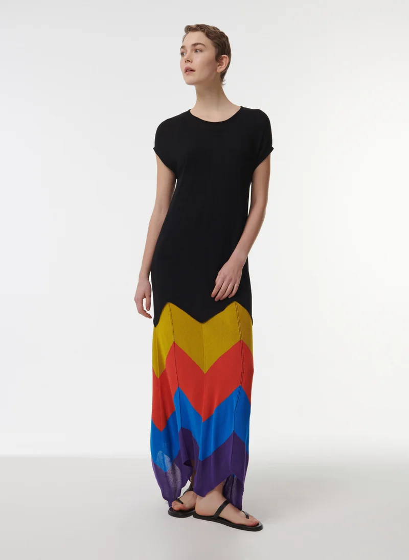 leem Contrast Colour Knitted Kaftan