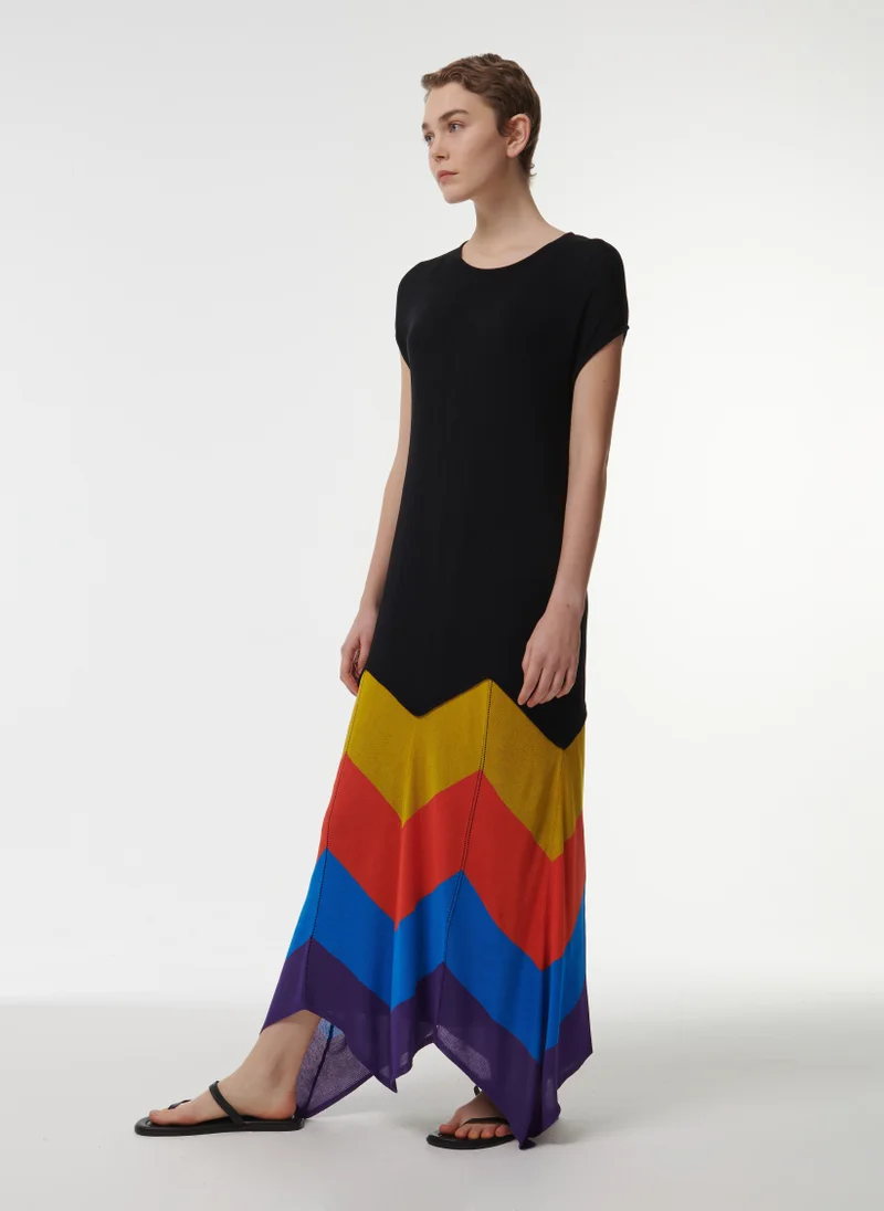 leem Contrast Colour Knitted Kaftan