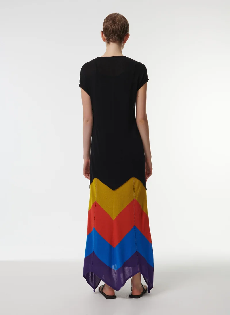 Leem  Contrast Colour Knitted Kaftan for Women | Best Price UAE