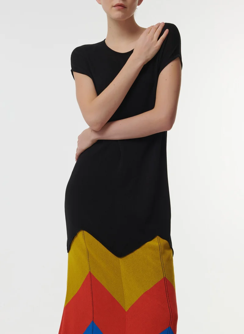 leem Contrast Colour Knitted Kaftan