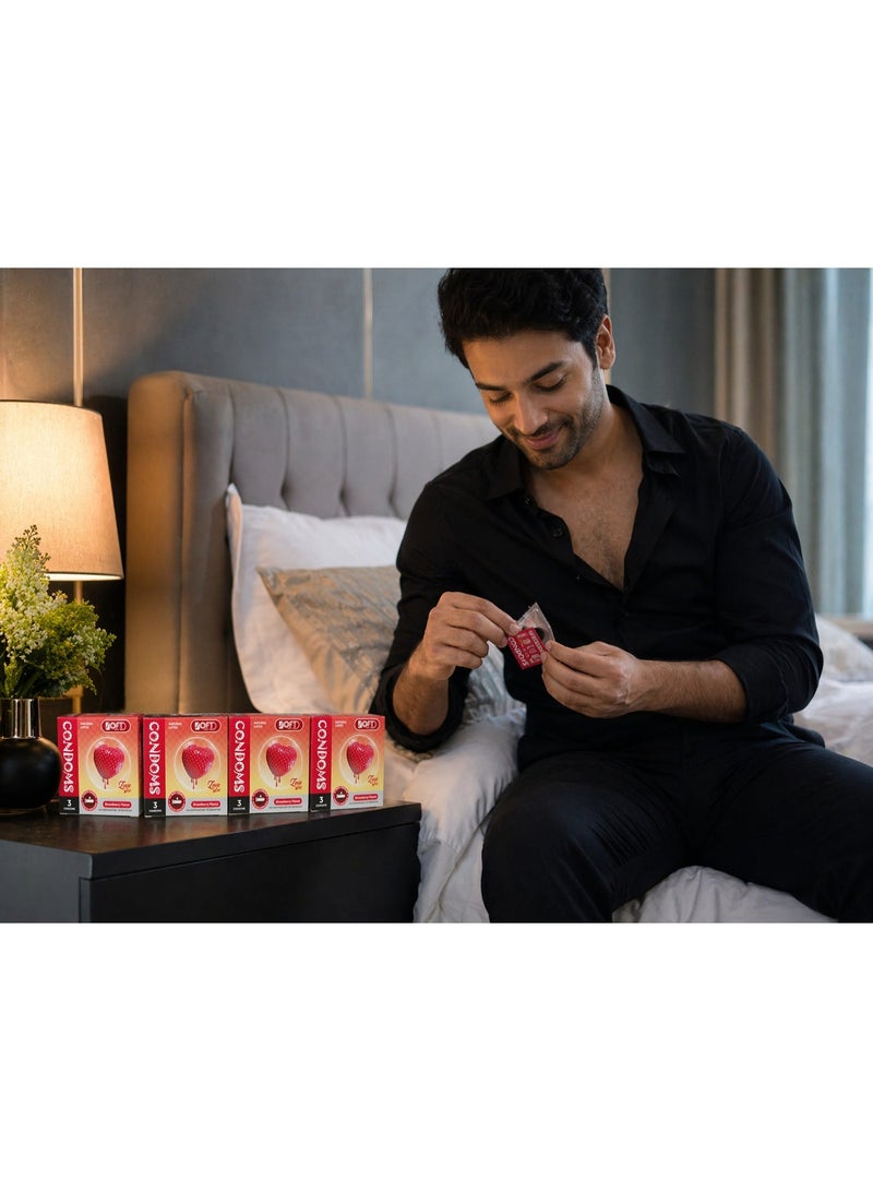 سوفت واقي ذكري بنكهة الفراولة من SOFT Medical – 4 عبوات × 3 قطع، لاتكس طبيعي، كلاسيك مزلق، للاستخدام الشخصي للبالغين - Image 2
