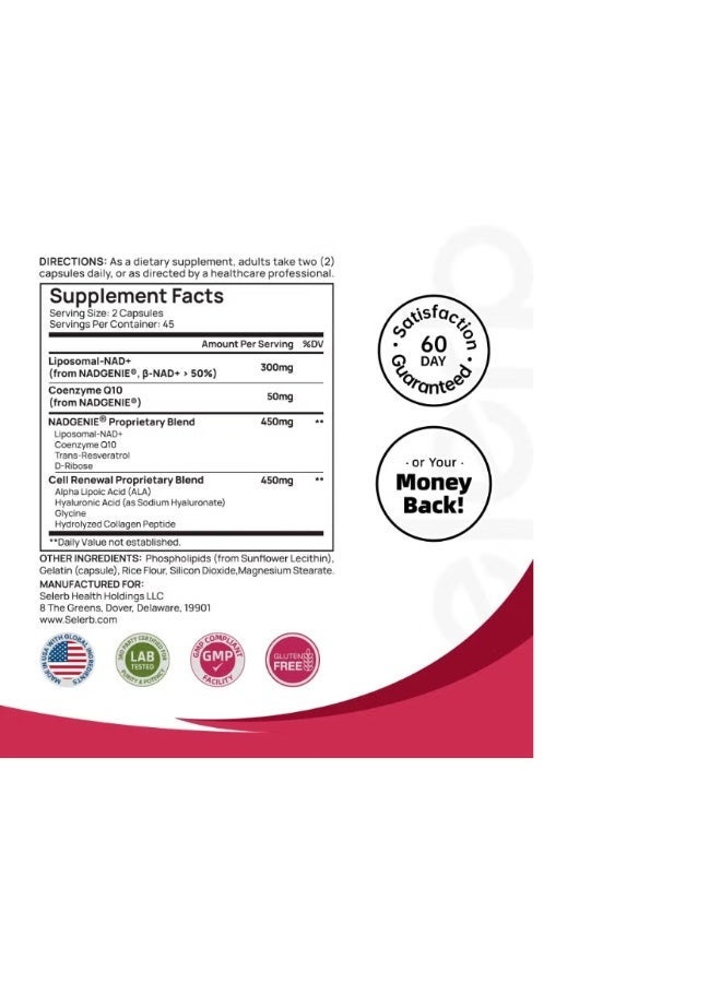 Selerb NAD+ Supplement for Women – 8-in-1 Cellular Vitality, Skin Glow & Healthy Aging – 60 Capsules - Image 5