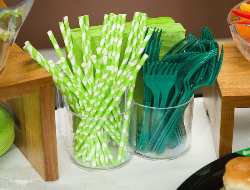 AMBSS SYS Home Collection 5 Compartment Classic Acrylic Napkin Holder with Cutlery Organizer Caddy Bin, For Spoons, Forks, Knives & Cups Divided Storage! - Image 1