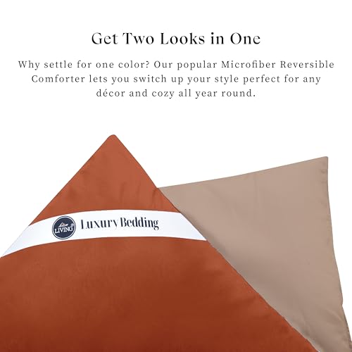 bien LIVING Plush Reversible Microfiber Comforter Single Bed | 220 GSM Wadding |110 GSM Peached Extra Soft Microfiber Fabric,All Weather Comforter Single Bed (60 X 90 Inches) Rust + Sandy Beige - Image 4