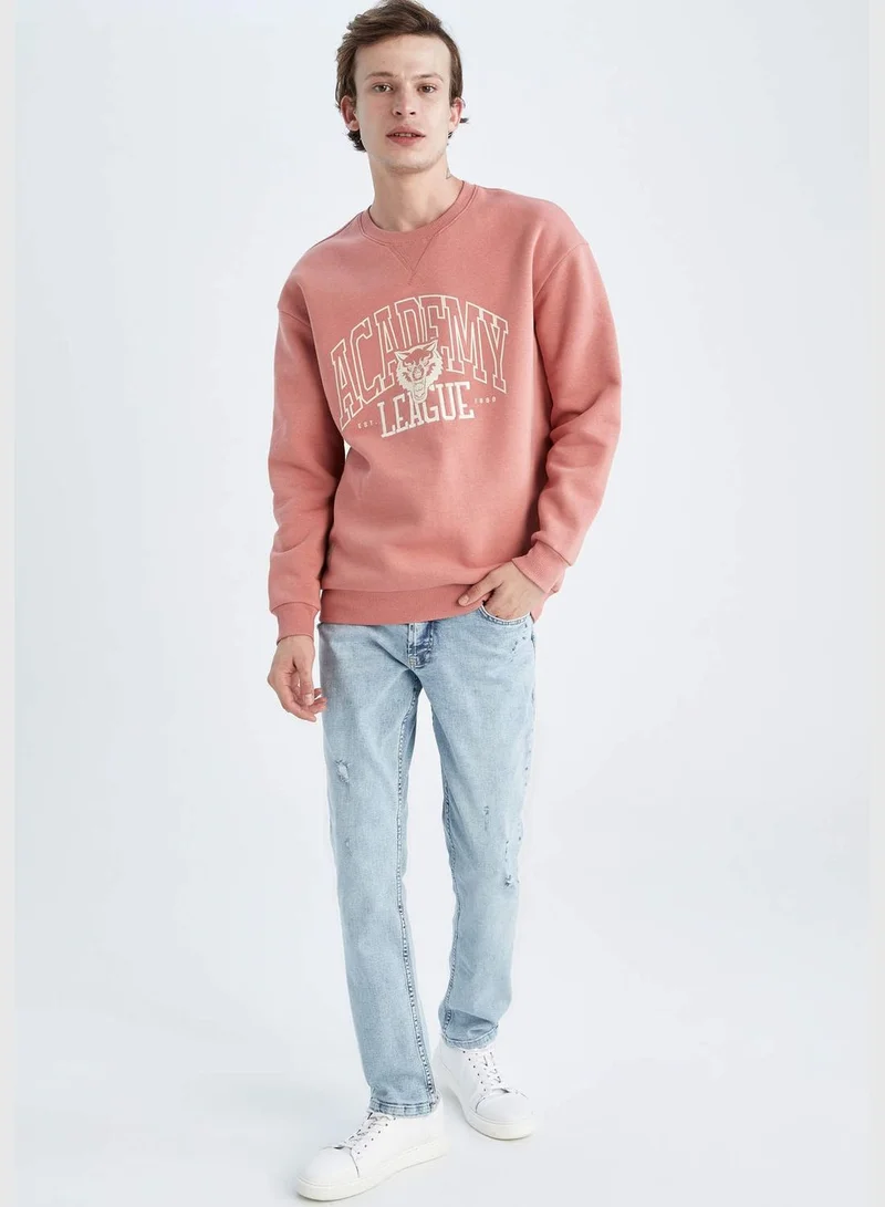 DeFacto Man Boxy Fit Crew Neck Long Sleeve Knitted Sweat Shirt