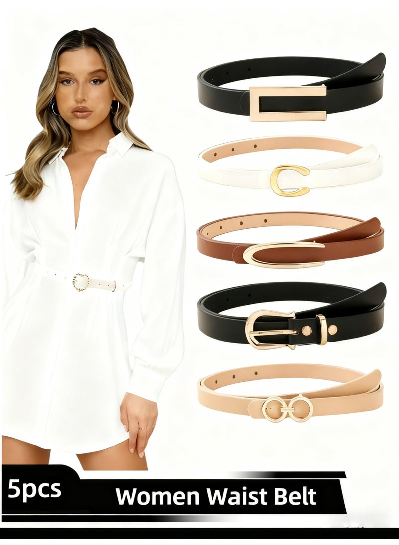 يا إلهي 5. طقم حزام جلدي نحيف للنساء ، إكسسوارات حزام خصر ، حزام خصر نسائي ، أحزمة خصر رفيعة قابلة للتعديل مع إبزيم معدني للجينز ، سراويل ، فساتين ، طراز عتيق أنيق - Image 1