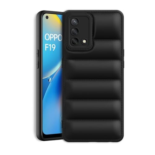Plus Puffer Case Camera Protection Soft Back Cover for Oppo F19 - Black - Image 1