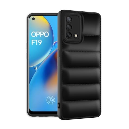 Plus Puffer Case Camera Protection Soft Back Cover for Oppo F19 - Black - Image 2