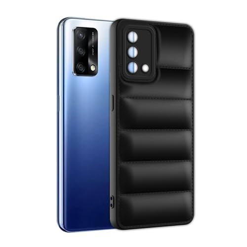 Plus Puffer Case Camera Protection Soft Back Cover for Oppo F19 - Black - Image 3