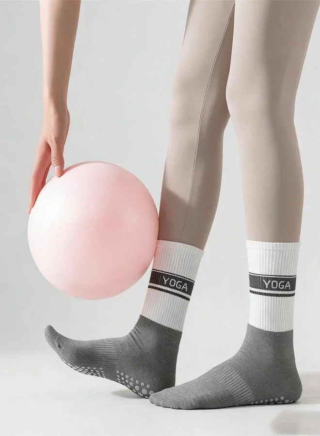 Styli Active  Color Block Yoga Text Stripe Silicon Pads Socks for Women | Best Price UAE
