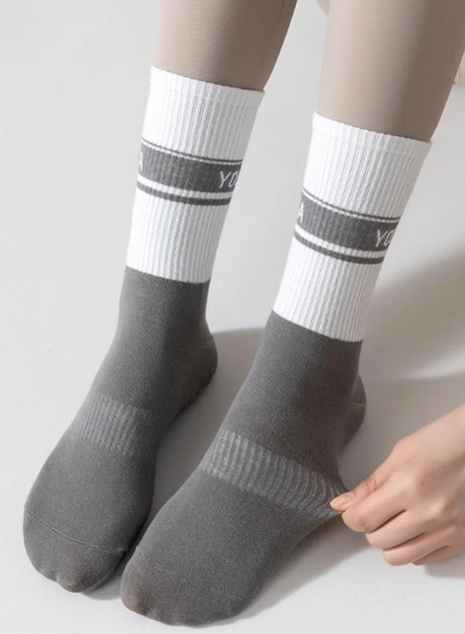Styli Active Color Block Yoga Text Stripe Silicon Pads Socks
