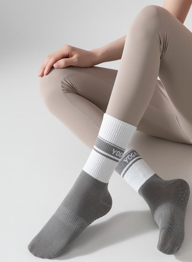 Styli Active Color Block Yoga Text Stripe Silicon Pads Socks - Image 1