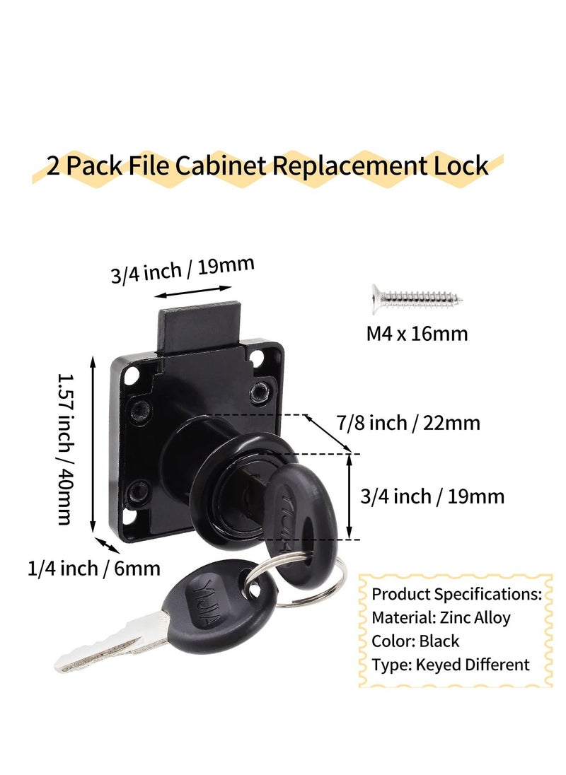 SYOSI 2 Pack File Cabinet Locks 7 8 Inch / 22mm Cylinder Length Desktop Lock Mailbox Locks Desk Drawer Lock Keyed Different Rust-Resistant and Easy to Install  - Image 3