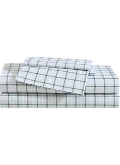 Eddie Bauer Eddie Bauer - King Sheet Set, Premium Cotton Percale Bedding Set, Plaid Home Decor, Oeko-Tex Certified (Classic Tattersall Plaid Green, King)  - Image 1
