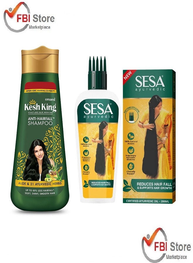 Shampoo Hair  Anti Hairfall 200ml Plus Sesa Hair Oil with Ayurvedic Herbal Extracts 100ml - Image 2