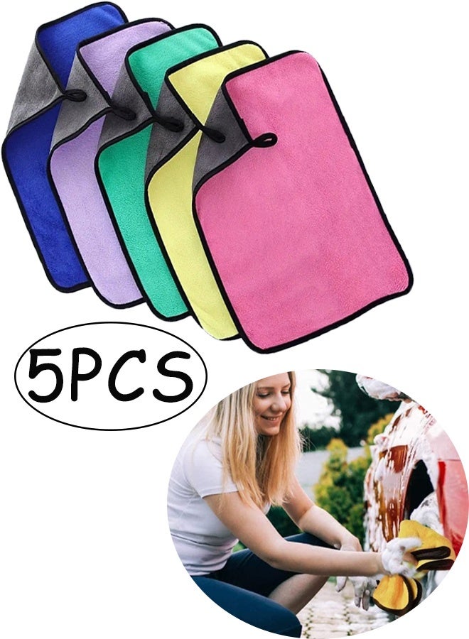 5 Pieces Ultra Absorbent Microfiber Towels Thick and Soft for Car Detailing and Kitchen Cleaning  20 cm x 30 cm - Image 1