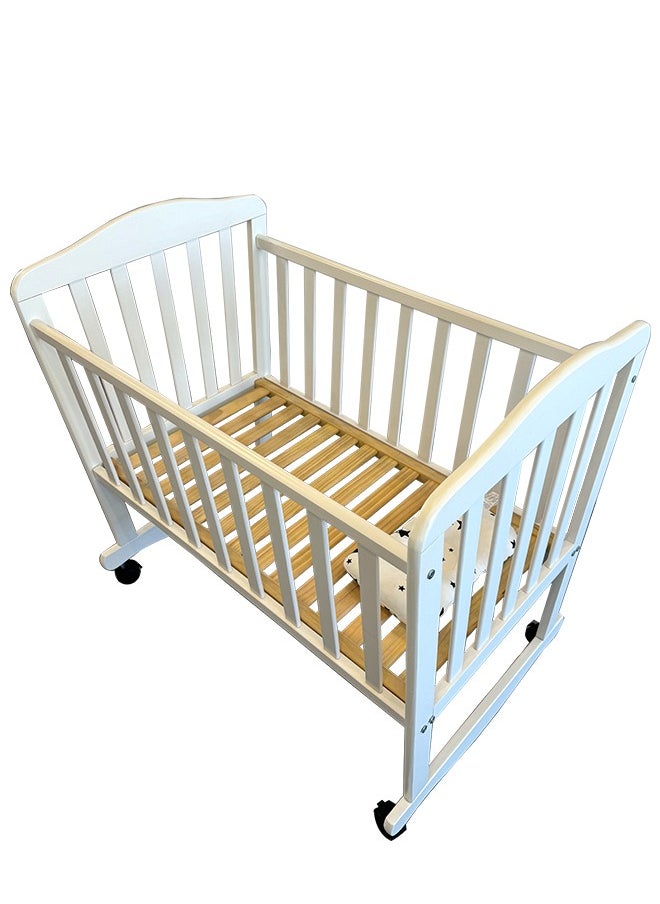 Super ZYouth Baby Wooden Crib, Infant Bed with Wheels, 90cm, White  - Image 1