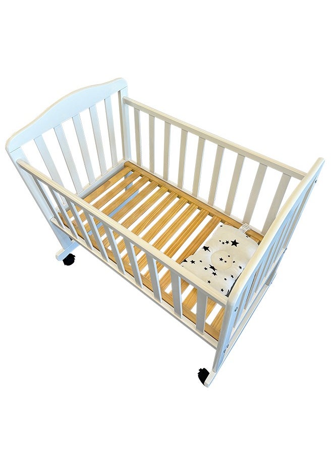 Super ZYouth Baby Wooden Crib, Infant Bed with Wheels, 90cm, White  - Image 3