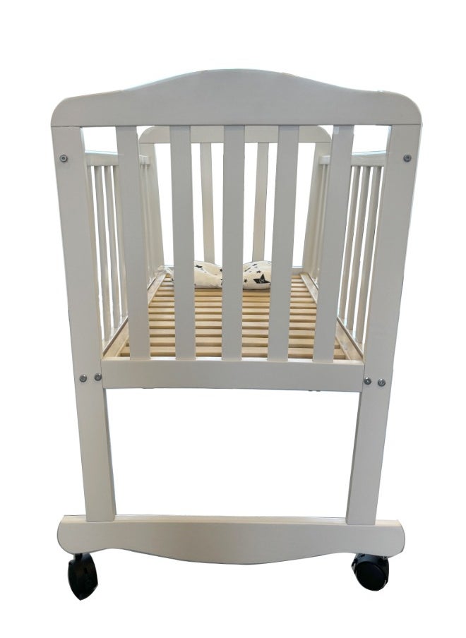 Super ZYouth Baby Wooden Crib, Infant Bed with Wheels, 90cm, White  - Image 4