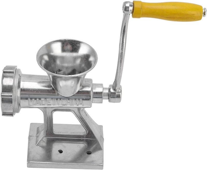 Luocute Manual Meat Grinder, Aluminum Alloy and Composite Wood Hand Crank Meat Mincer with Low Effort Handle, for Pork Beef Chicken Vegetables Home Kitchen Restaurant - Image 1