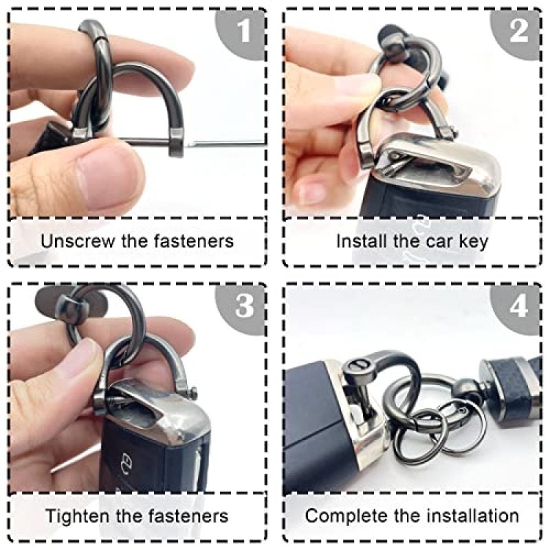 Carbon Fiber Keychain 2.8 Inch: Secure Anti-Lost Design Rotating Car Keychain - Premium Zinc Alloy Carbon Fiber Grain Leather Key Holder for Drivers Car Enthusiasts Family Members - Image 4