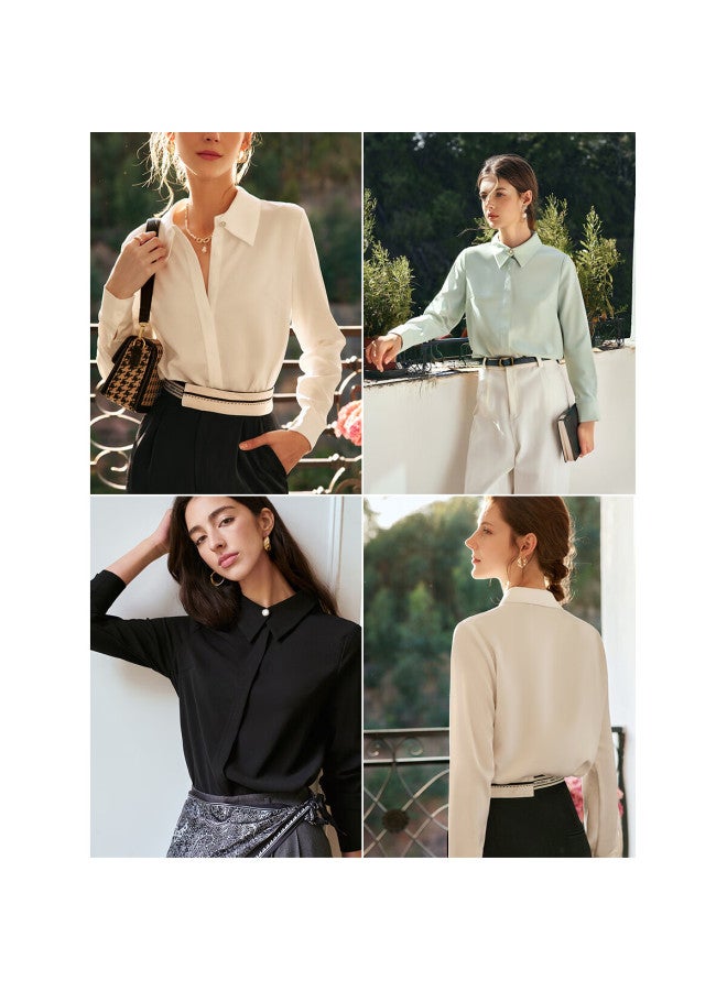 Olrain Eurielle Chiffon Blouse Women's Autumn Elegant Long Sleeve Top Bean Green L - Image 3