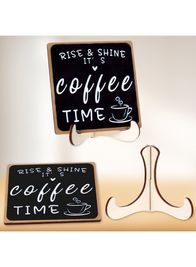 Wooden Coffee Bar Sign, Coffee Bar Decorations Black and White with Stand Tabletop Shelf Accessories for Station Home Farmhouse Kitchen - Image 3