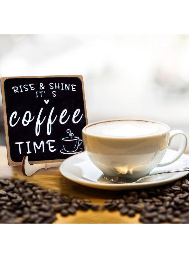Wooden Coffee Bar Sign, Coffee Bar Decorations Black and White with Stand Tabletop Shelf Accessories for Station Home Farmhouse Kitchen - Image 5