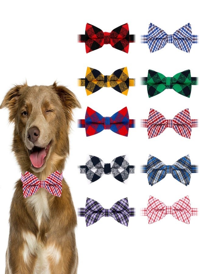 BWOGUE Plaid Dog Bow Ties,10pcs Pet Bowties Cat Bow Ties,Adjustable Bowties for Small Medium Large Dogs Cats Pets Grooming Accessories - Image 1