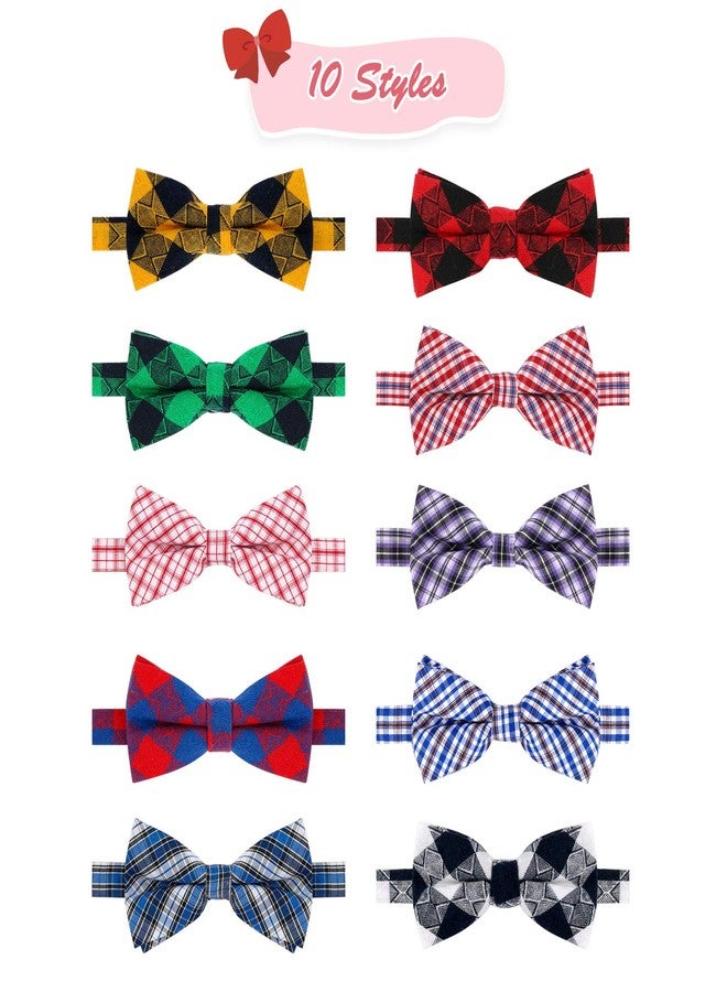 BWOGUE Plaid Dog Bow Ties,10pcs Pet Bowties Cat Bow Ties,Adjustable Bowties for Small Medium Large Dogs Cats Pets Grooming Accessories - Image 2