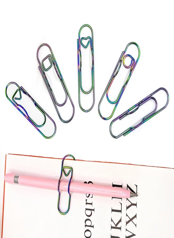 Kaileen Paperclip Pen Holder, Metal Pen Clip for Notebook - 5 Pcs Iridescent Colored Pen Holder Clips for Journals, Planner Accessories (Only for Pens with a Thickness of Less Than 0.5 Inches) - Image 1