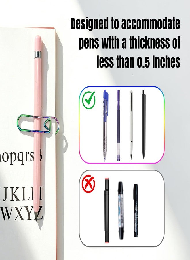 Kaileen Paperclip Pen Holder, Metal Pen Clip for Notebook - 5 Pcs Iridescent Colored Pen Holder Clips for Journals, Planner Accessories (Only for Pens with a Thickness of Less Than 0.5 Inches) - Image 3
