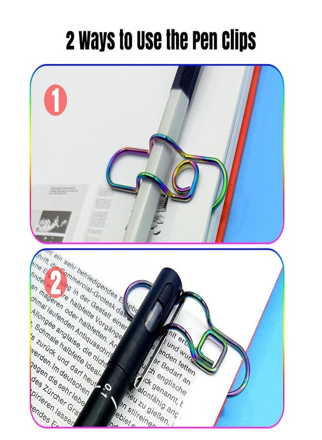 Kaileen Paperclip Pen Holder, Metal Pen Clip for Notebook - 5 Pcs Iridescent Colored Pen Holder Clips for Journals, Planner Accessories (Only for Pens with a Thickness of Less Than 0.5 Inches) - Image 5